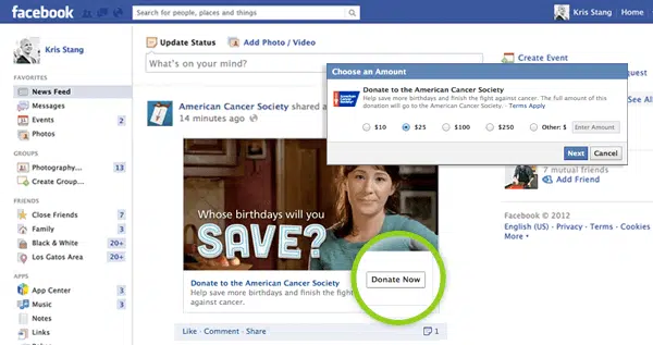 Facebook Donate Now