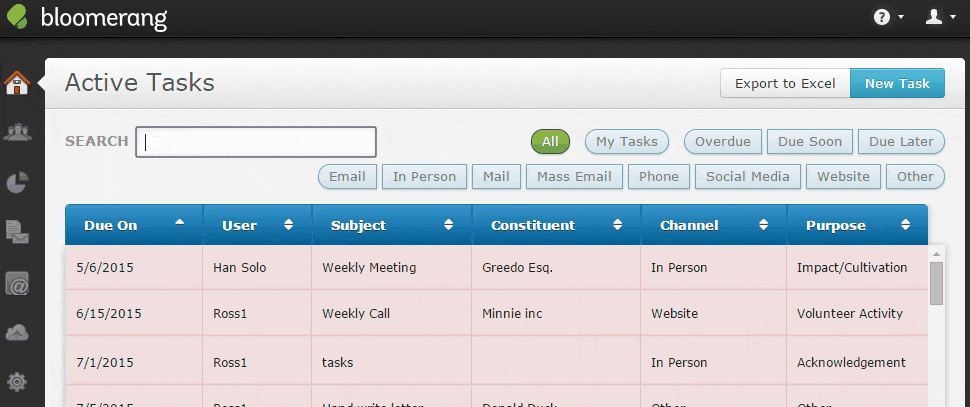 Dynamic Search Tasklist