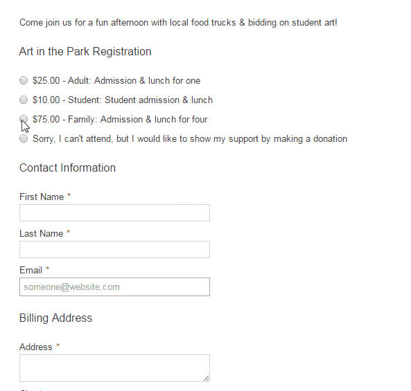 Registration selection