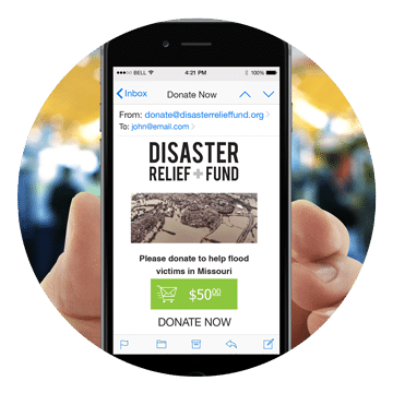 Example of a disaster relief mobile email campaign