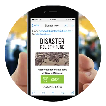 Example of a disaster relief mobile email campaign