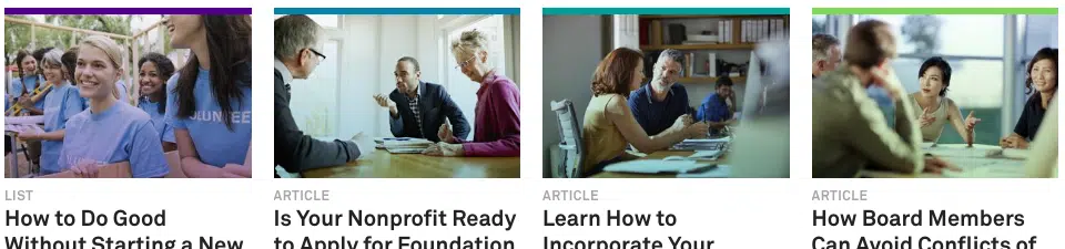 screenshot of fundraising articles