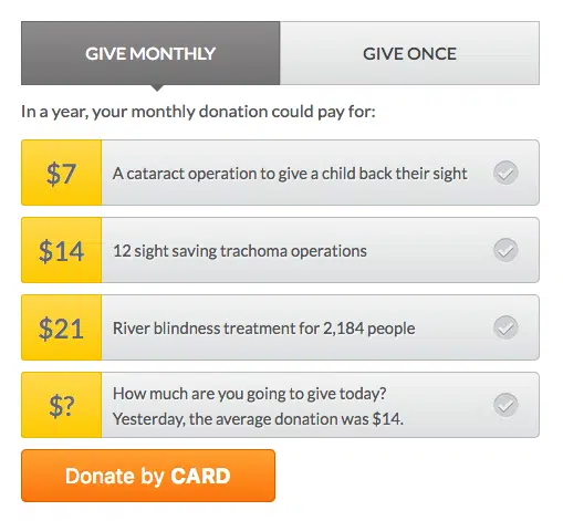 donation form screen shot