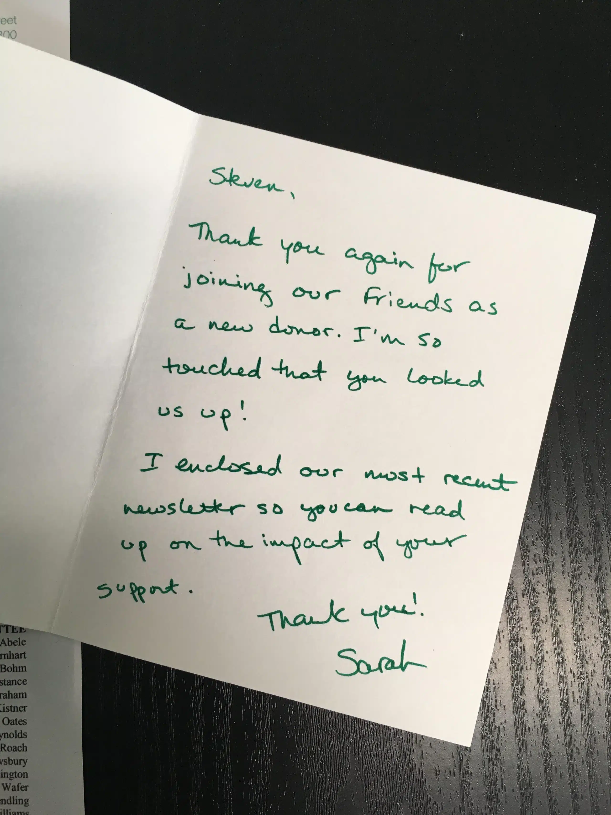 Great Rivers thank you letter gift acknowledgement