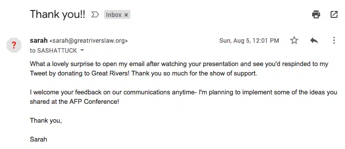 personal email from Great Rivers