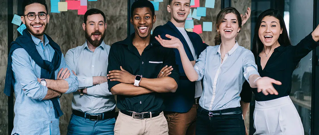 group of happy co-workers