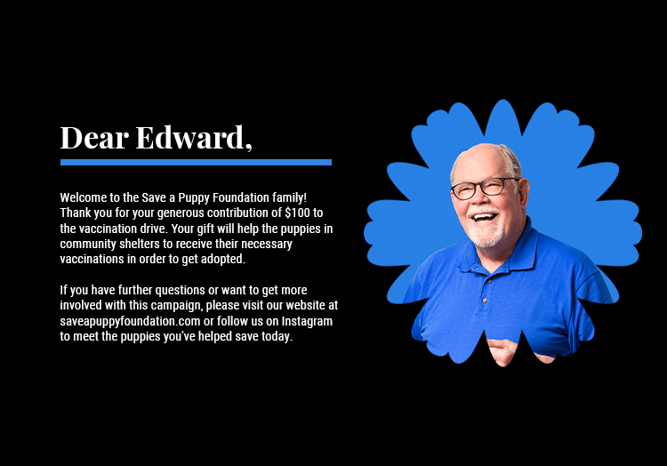 Example new supporter thank-you note