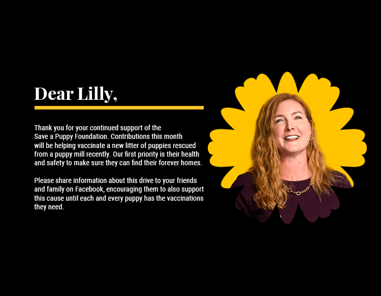 Example monthly donor thank-you note