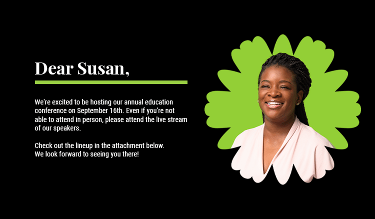 Infographic showing example event invitation