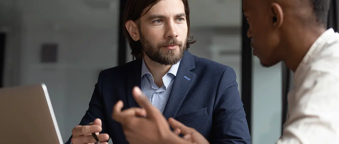 two men having a discussion