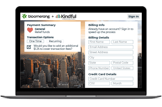 This is an example of a Kindful online fundraising page.
