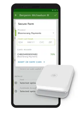 Bloomerang Mobile App with Card Swiper