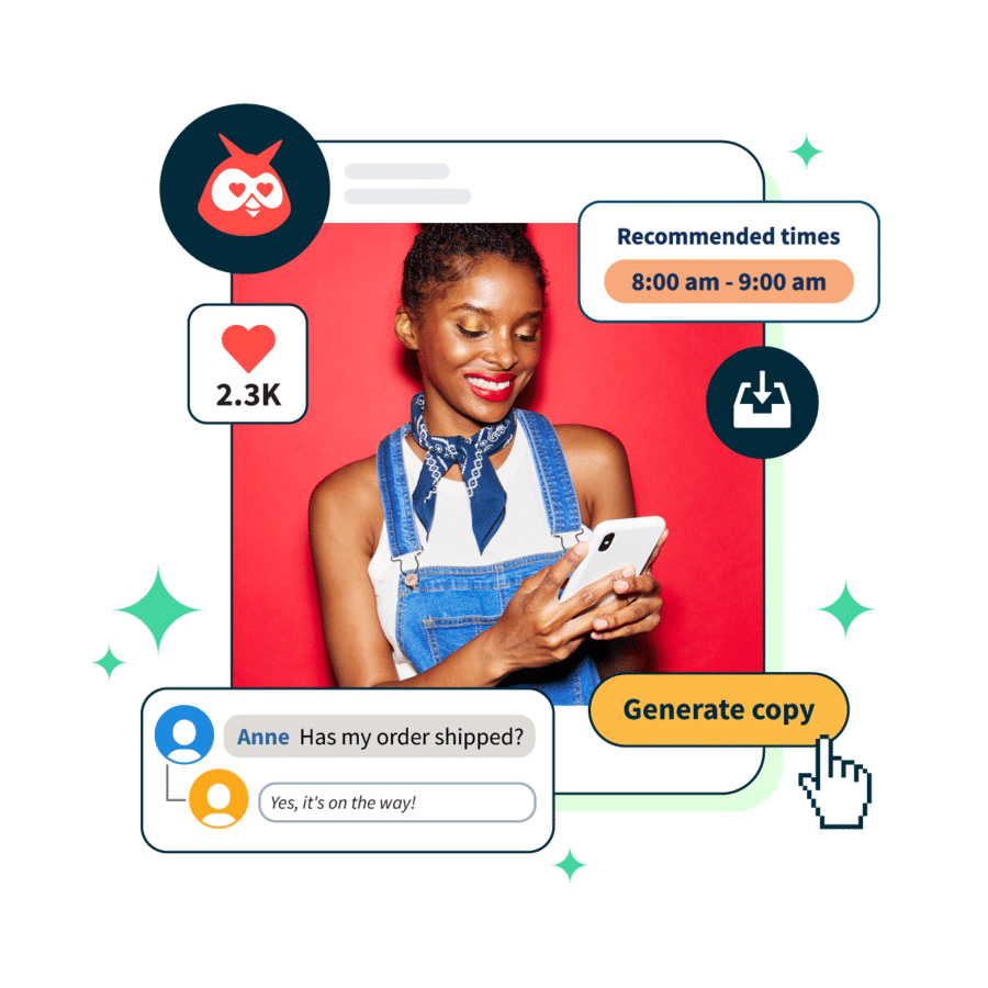 This image represents different actions you can take in the Hootsuite software platform.