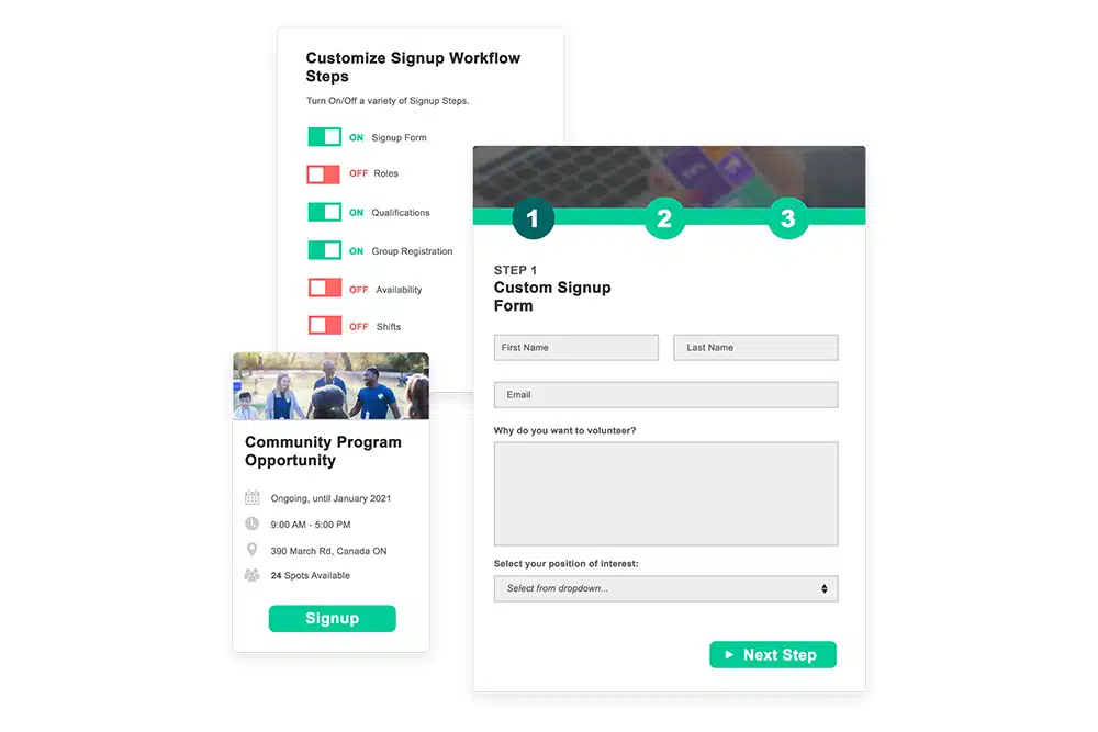 Volunteer recruitment features for Bloomerang Volunteer.