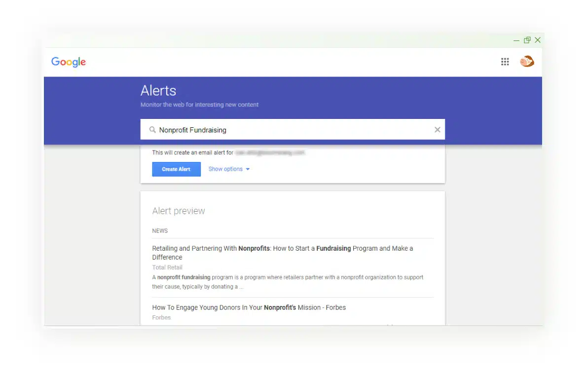 Google Alerts Screenshot