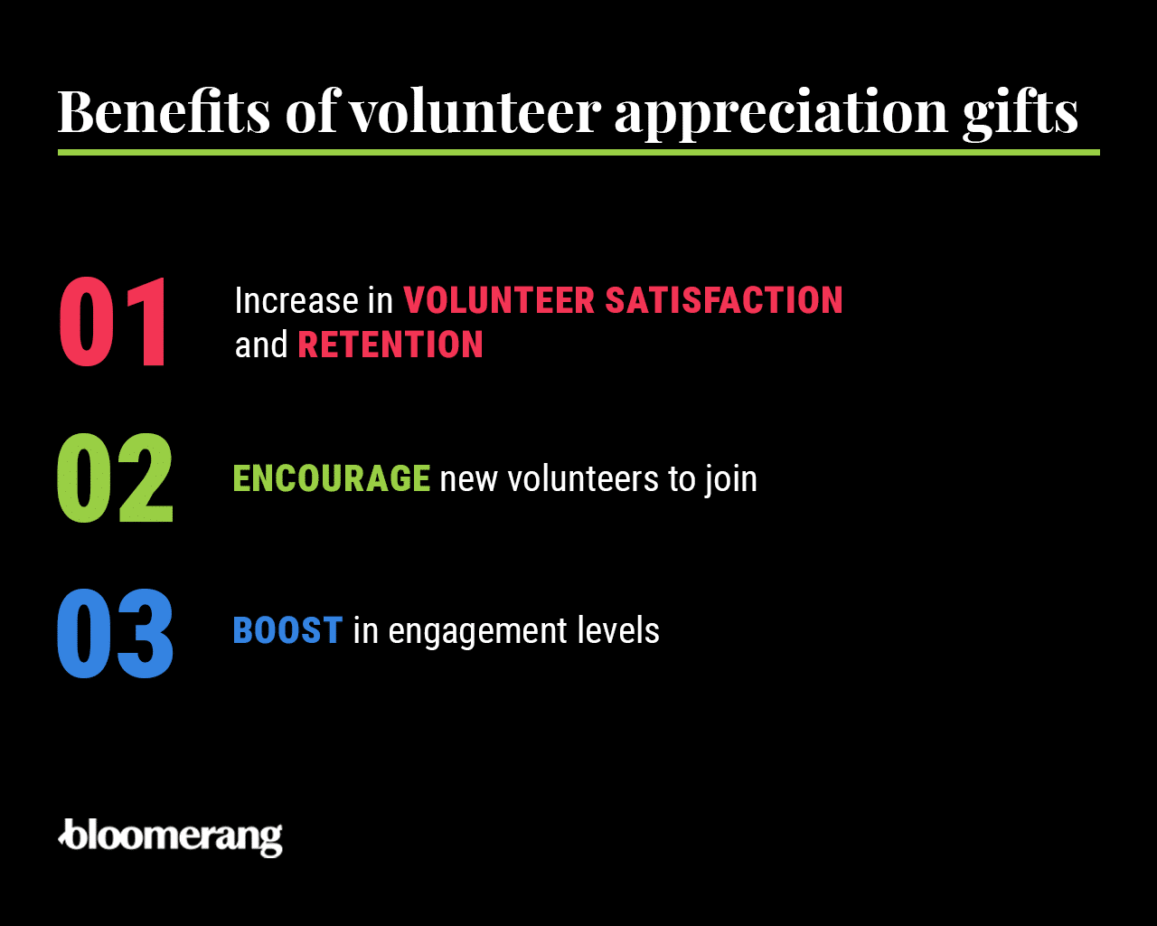 Infographic showing the benefits of volunteer appreciation gifts, as explained in the text below.