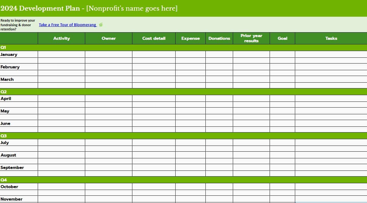 Nonprofit Development Plan Template - Bloomerang.co