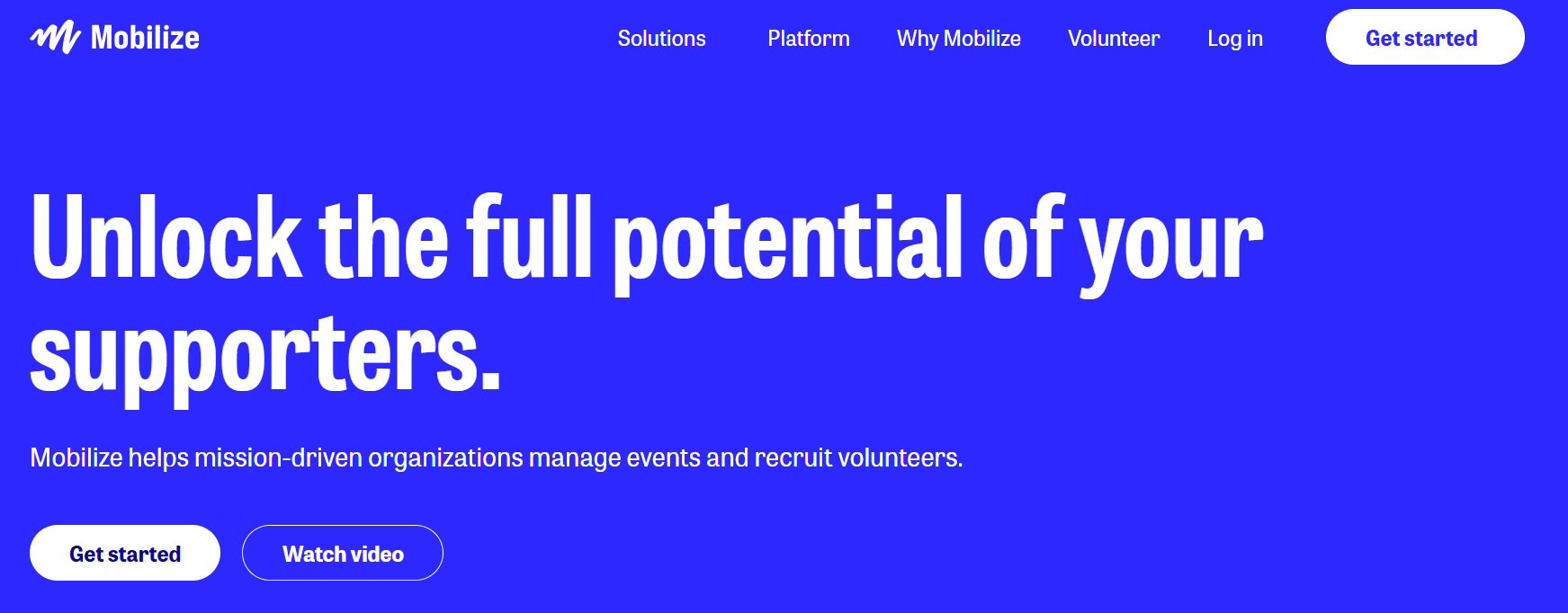 Mobilize volunteer scheduling software homepage