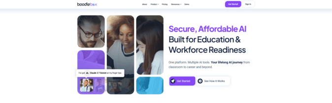 Screenshot of BoodleBox’s homepage