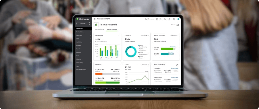 QuickBooks' interface for nonprofits