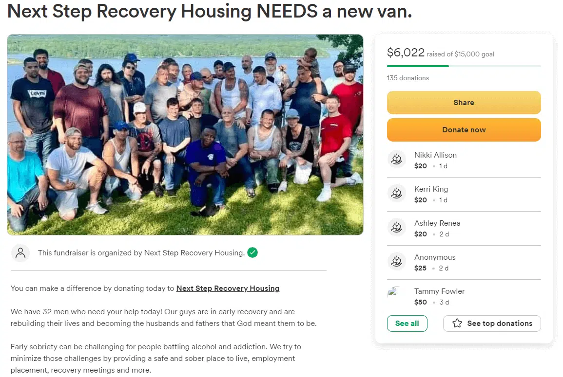 Screenshot of a fundraiser on the GoFundMe website