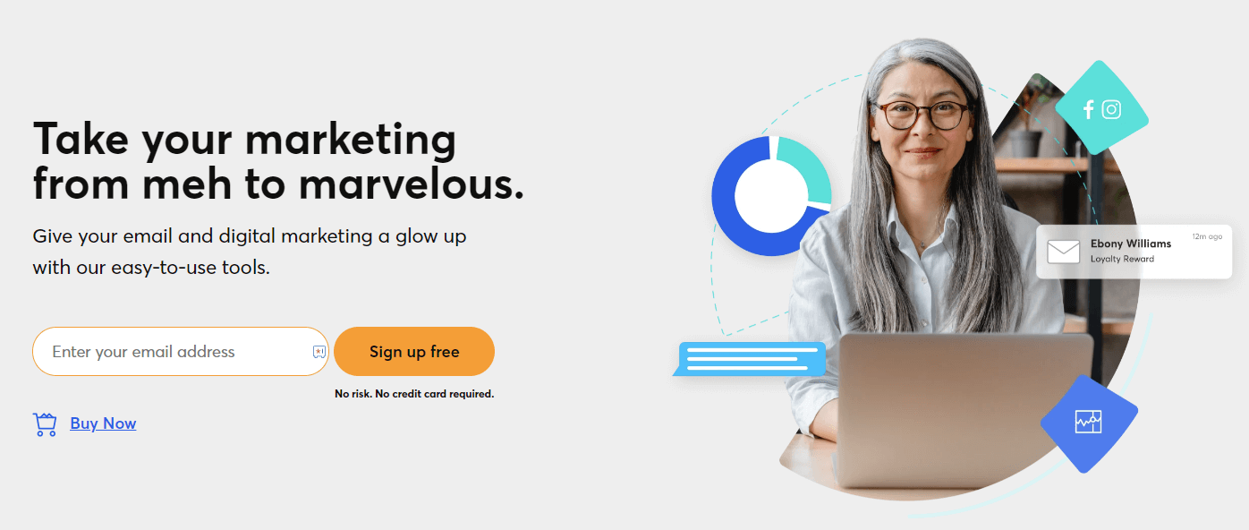 Screenshot of the Constant Contact homepage