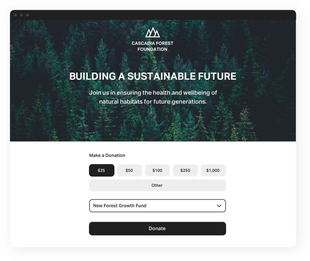 Donation page built with GivingFuel, a free nonprofit software platform