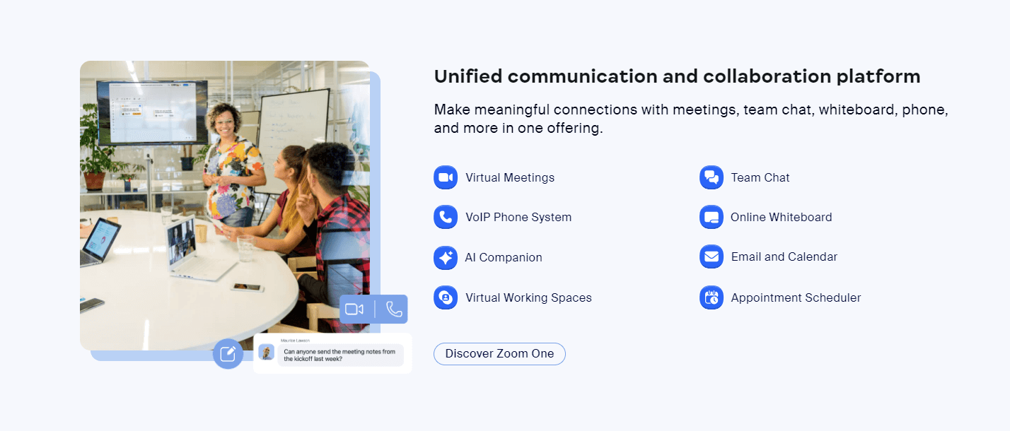 Screenshot of the Zoom homepage