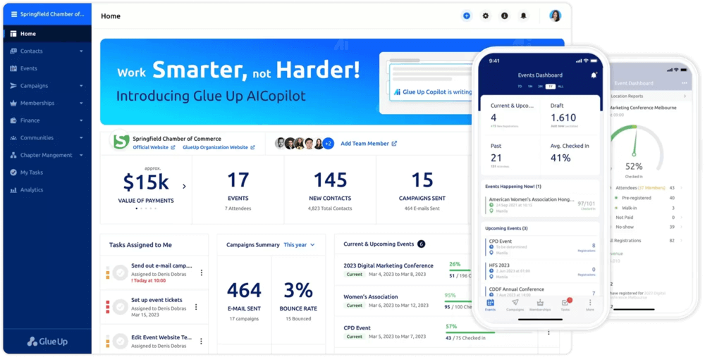 GlueUp’s membership management software interface
