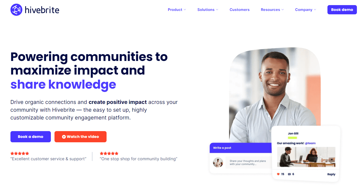 Screenshot of the Hivebrite homepage