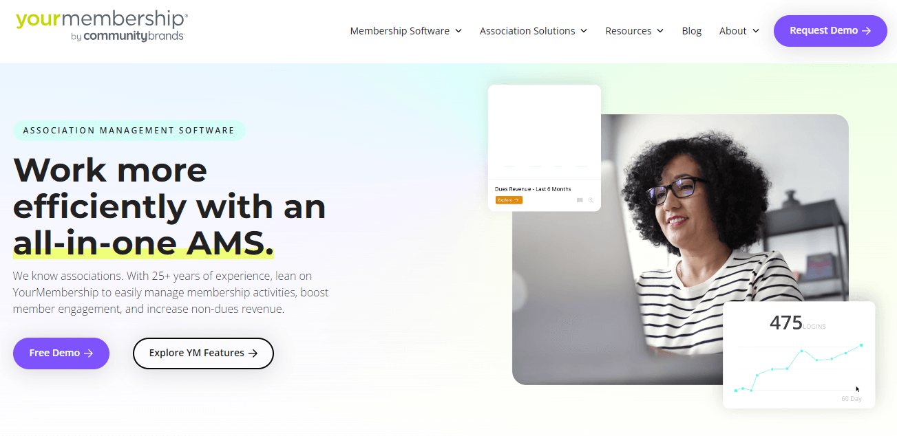 Screenshot of the YourMembership homepage