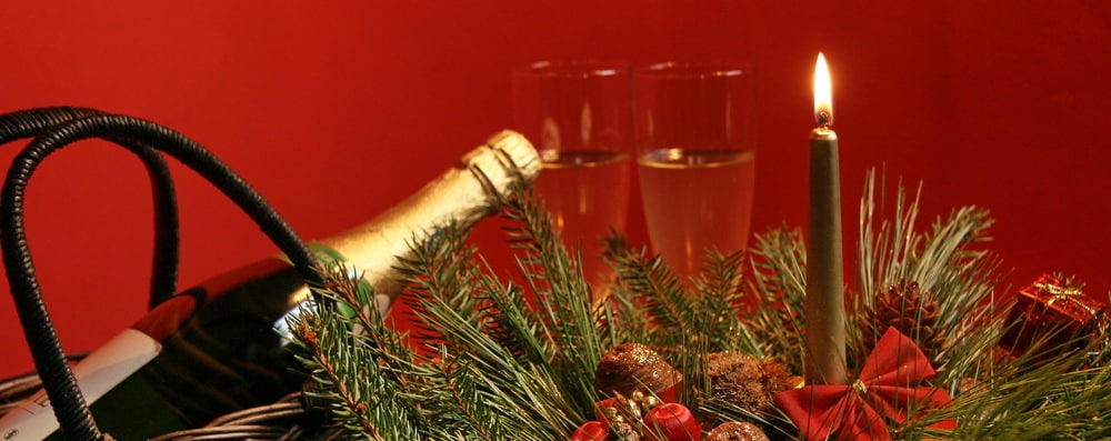 A holiday table setting, representing a live auction holiday basket item