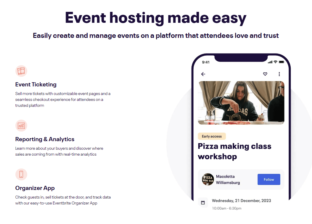 Eventbrite homepage
