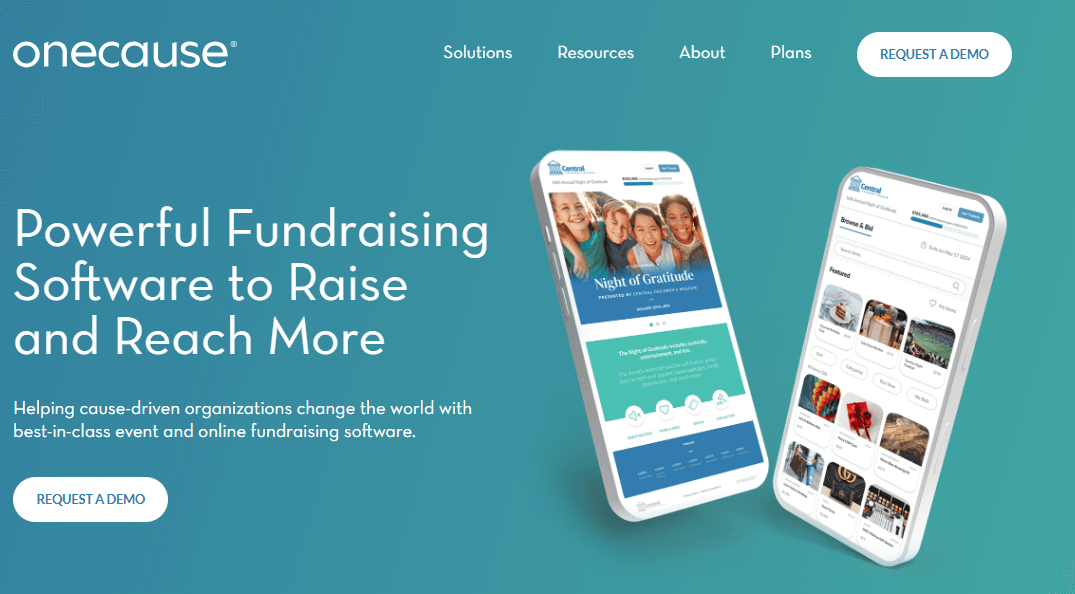 OneCause homepage