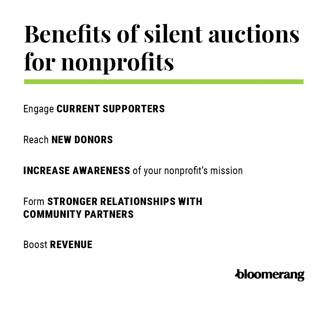 Benefits of silent auctions (explained in the list below)