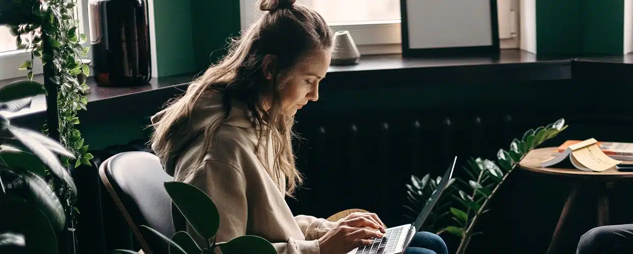 photo of person on computer