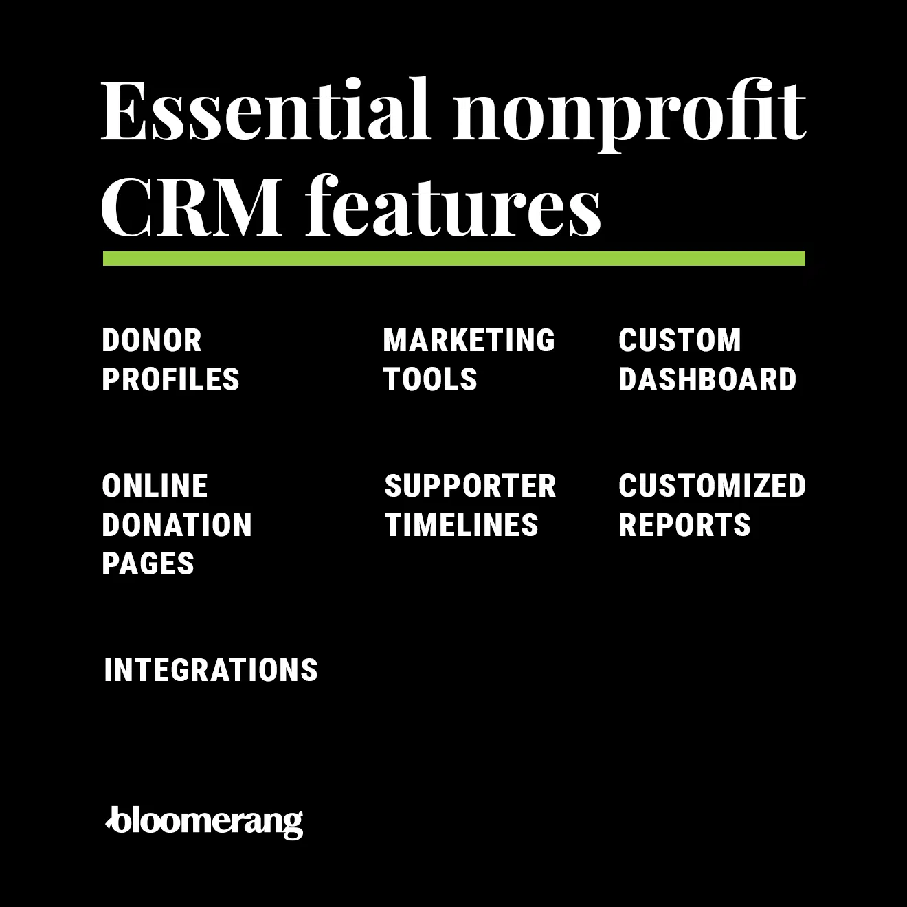 Look for these features in a nonprofit CRM (explained in more detail below). 