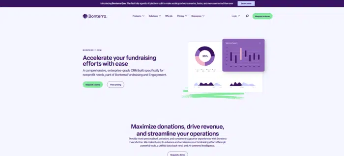 Screenshot of the Bonterra Fundraising + Engagement information page