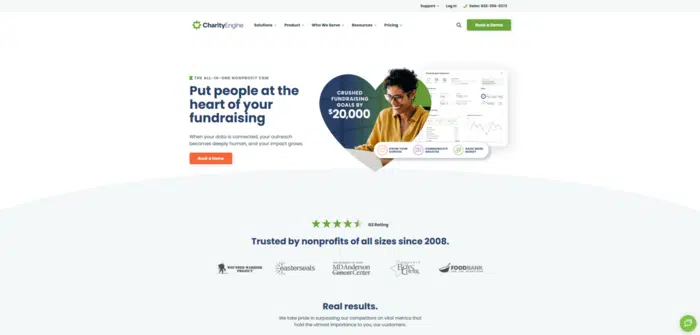 Screenshot of CharityEngine's homepage