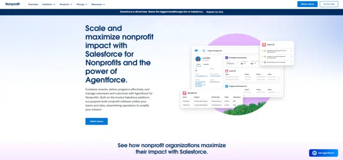 Screenshot of the Salesforce homepage