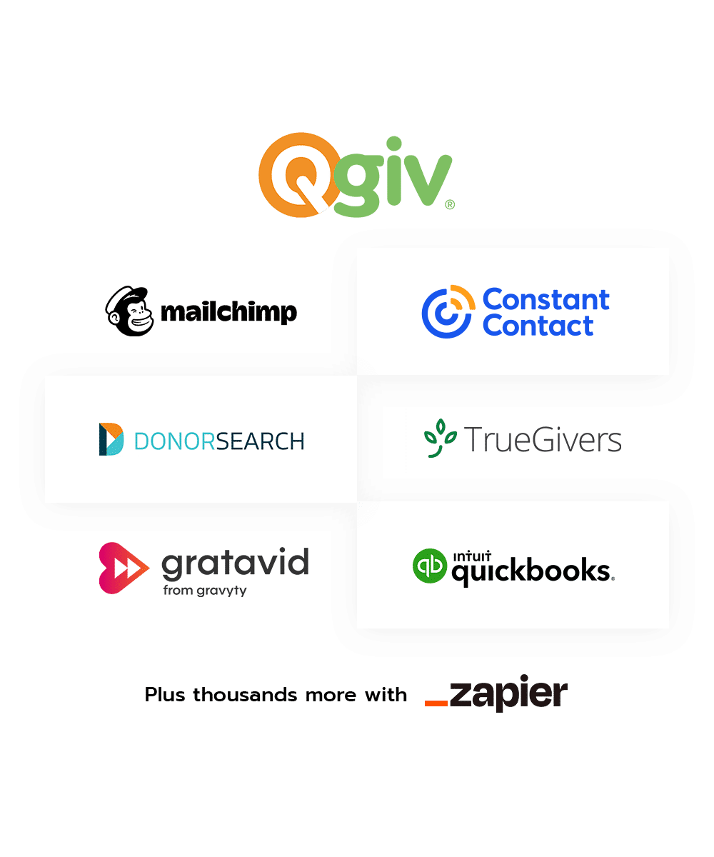 This image shows examples of integrations your nonprofit CRM may have, discussed in the text below.