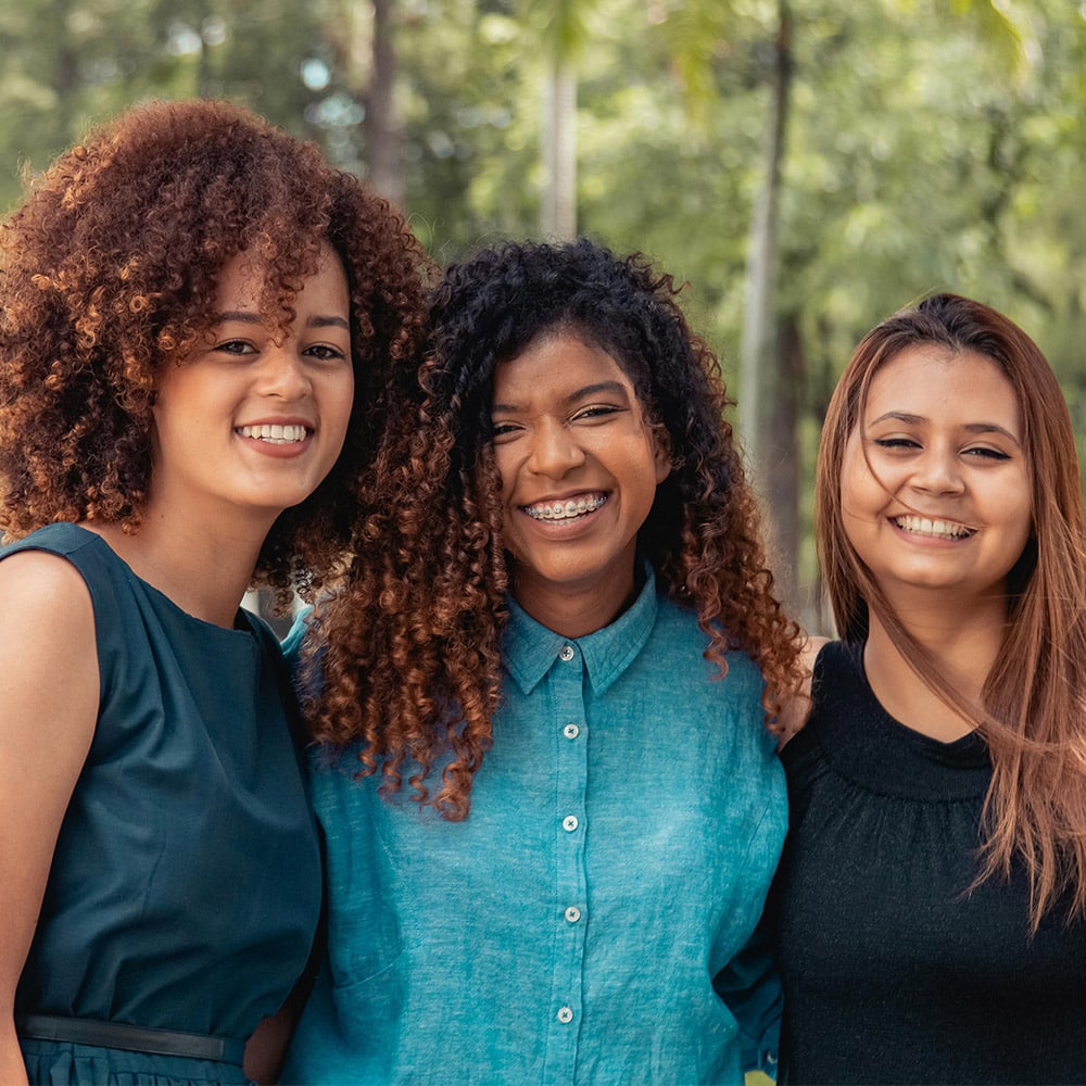 Women smiling together