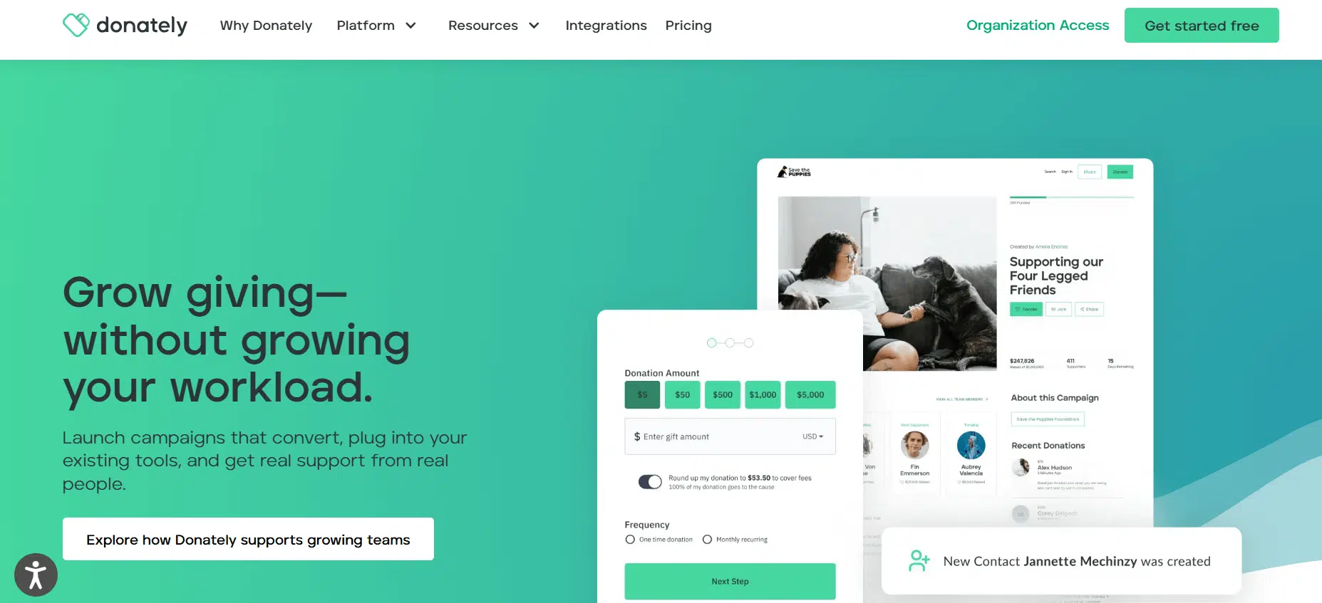 Donately’s homepage