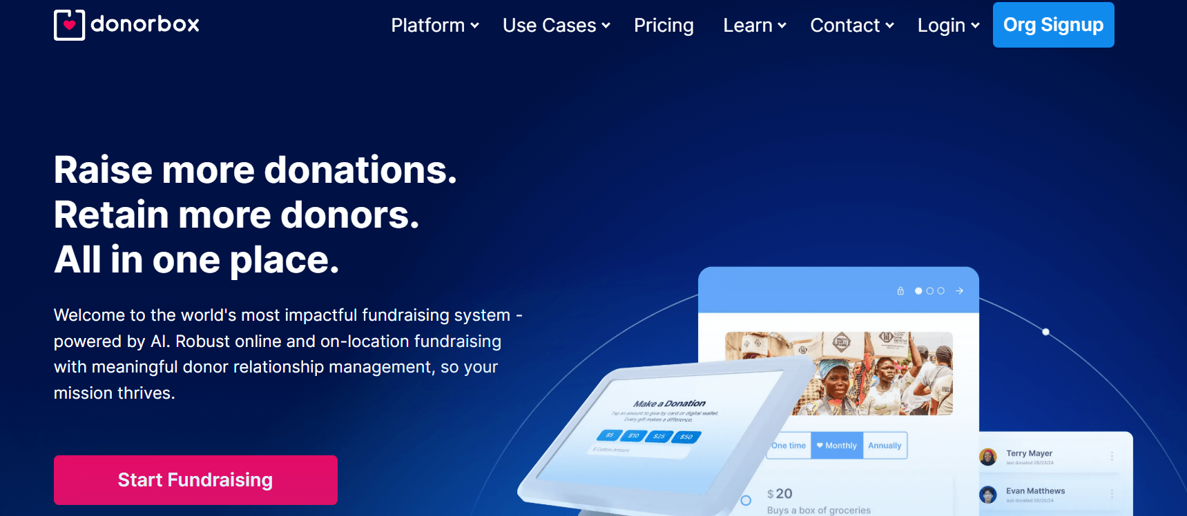 Donorbox’s homepage