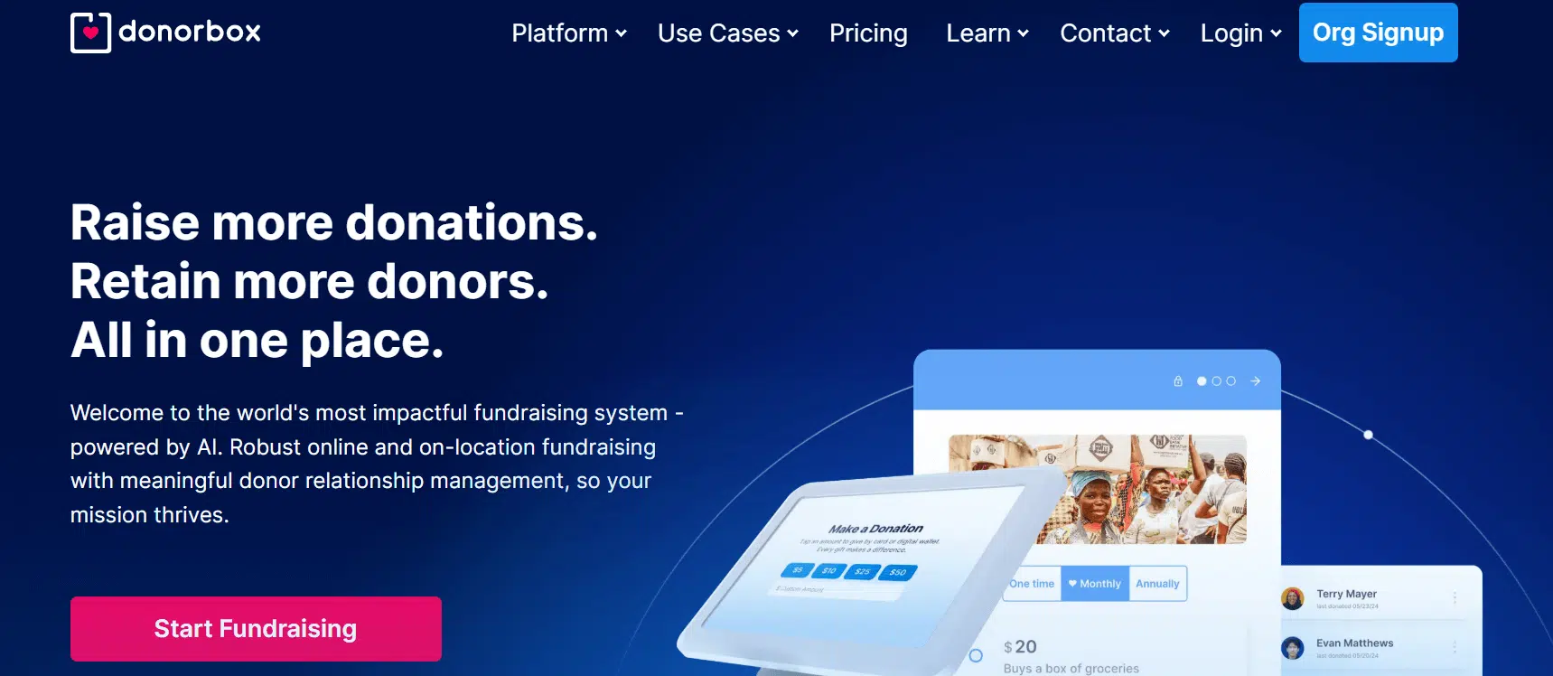 Donorbox’s homepage