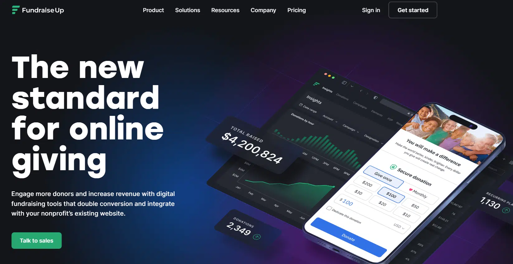 Fundraise Up homepage