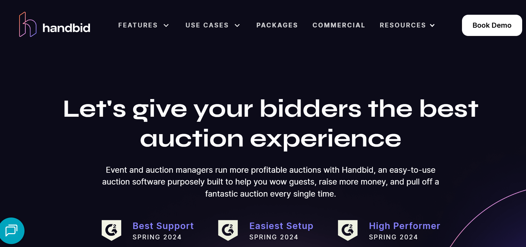 Handbid’s homepage