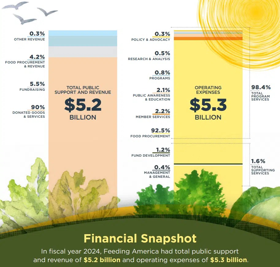 A financial snapshot from the Feeding America 2024 annual report